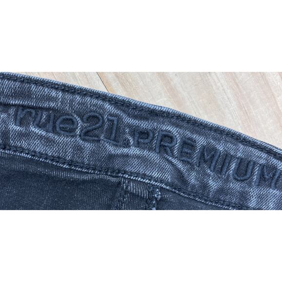 Rue 21 Premium Skinny supreme flex 34x30 Jeans Mens Denim Black Rock Distressed - Picture 3 of 7
